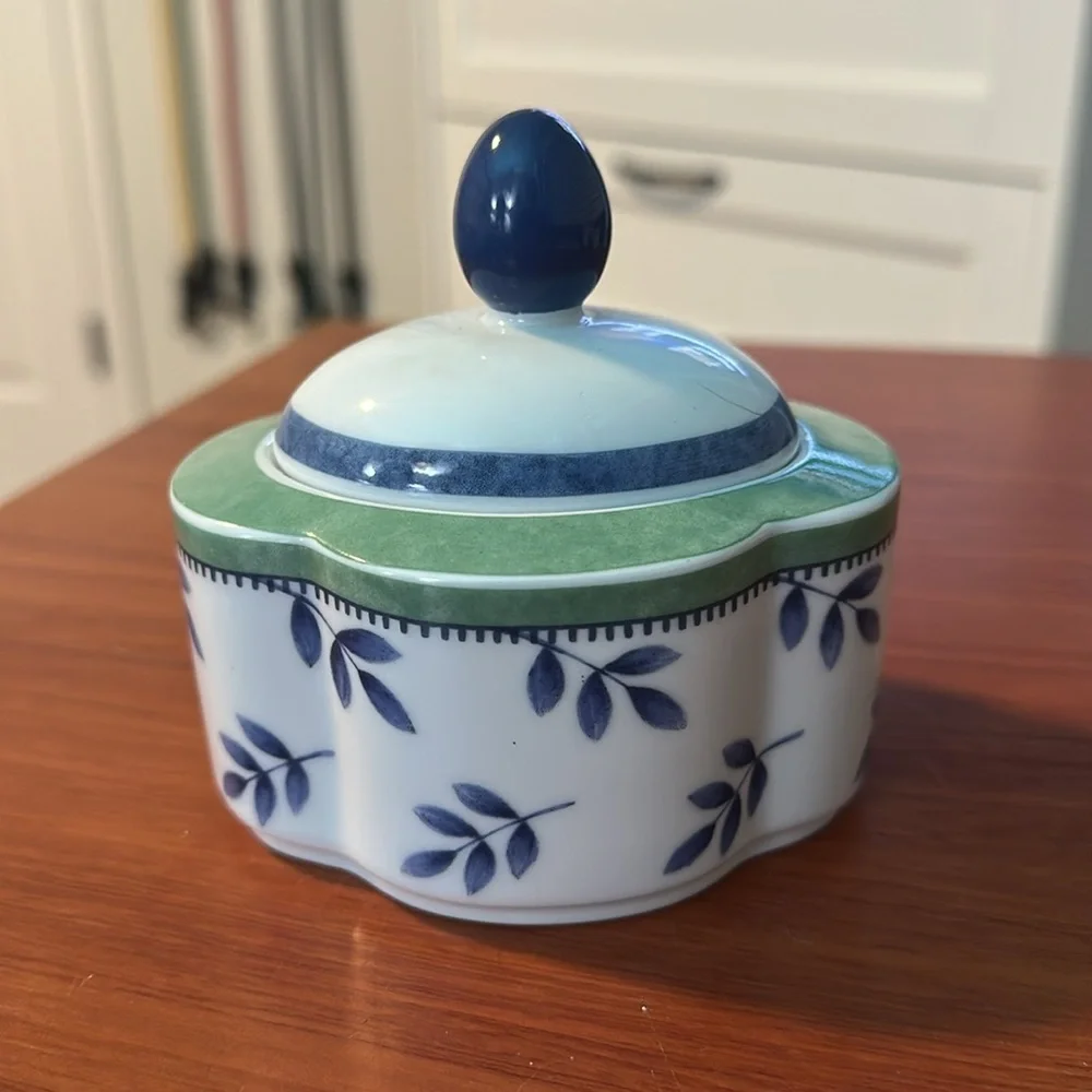 🧡 Blue Leaf and Green Creamer and Sugar Set by Villeroy & Boch Germany 🧡 - Picture 4 of 10